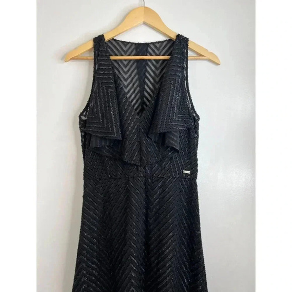 Armani Exchange SHEER GLITTER FIT FLARE BLACK Mini Dress Women Size 4 NWT - Picture 6 of 10